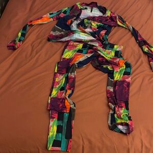 Multicolor Abstract Print Leggings set - Vibrant Pattern